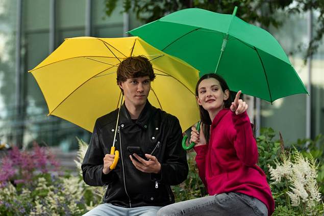 Зонт-трость Promo, желтый с логотипом в Ставрополе заказать по выгодной цене в кибермаркете AvroraStore