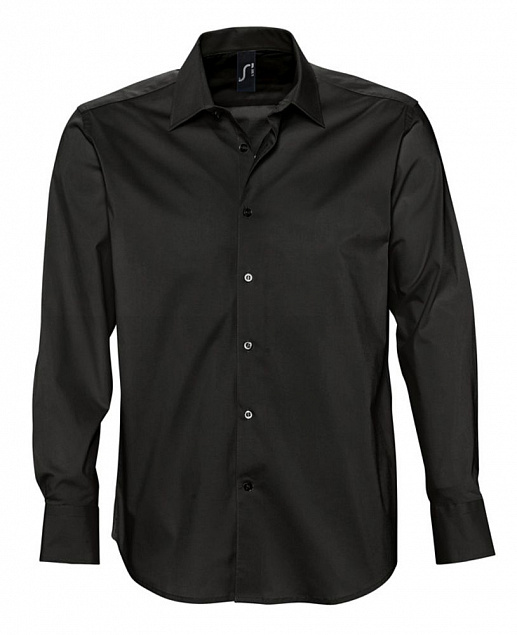 Рубашка мужская с длинным рукавом Brighton, черная с логотипом в Ставрополе заказать по выгодной цене в кибермаркете AvroraStore